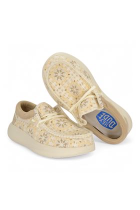Sneaker donna uncinetto colore beige. HEY DUDE | 43728-2UG